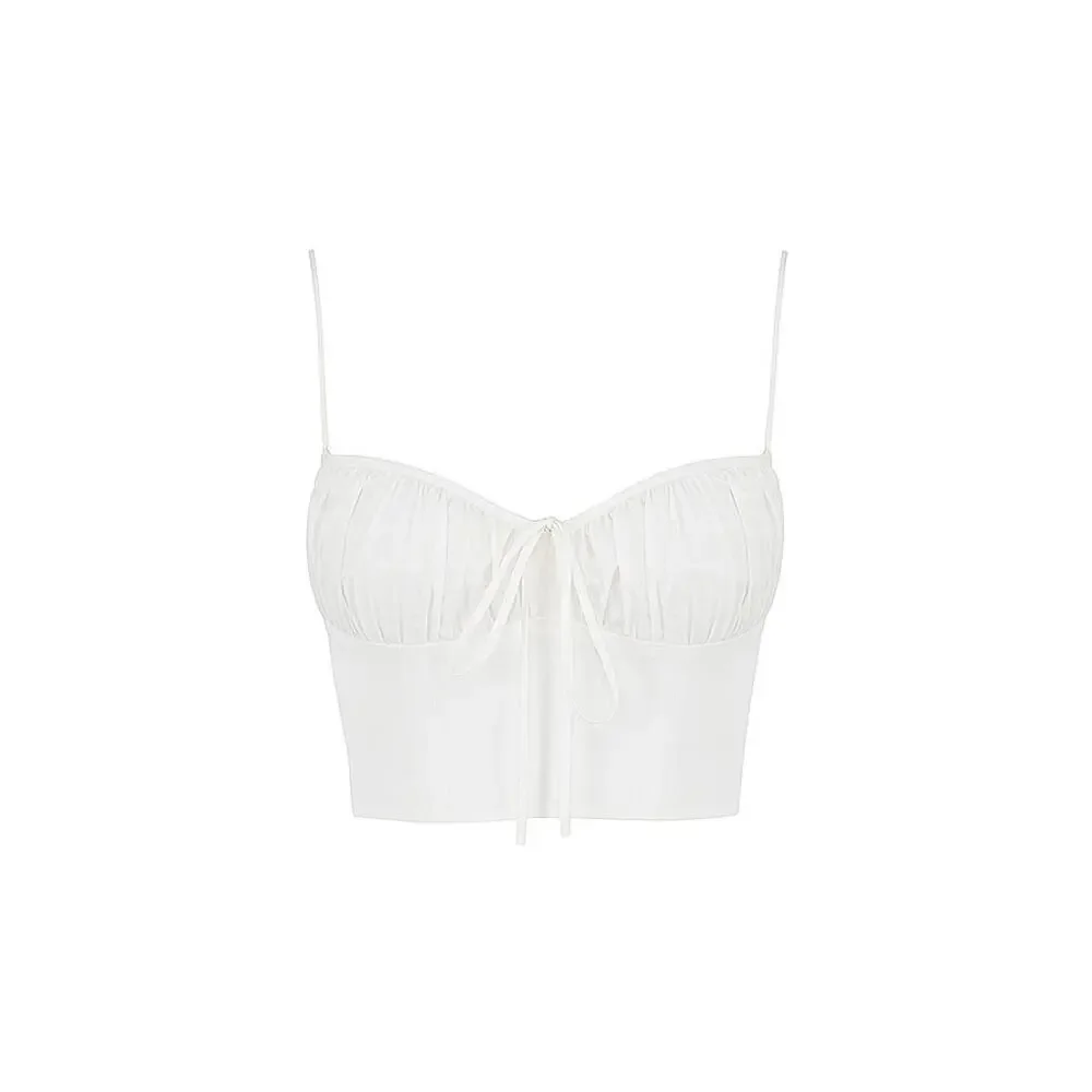 House of CB Lilibeth White Gathered Bustier Top Size Medium - Picture 2 of 7